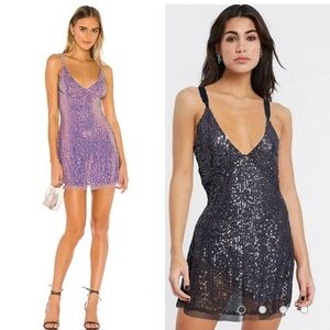 Free People Purple and Black Sequin Mini Dress